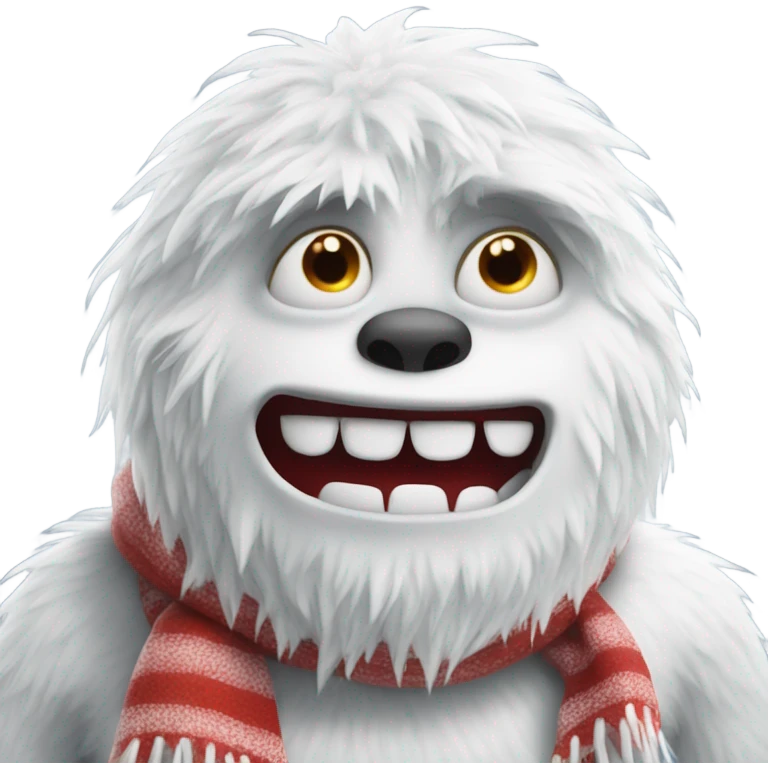 Abominable snowman with red and white scarf emoji