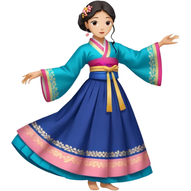 dancer silhouette in traditional Korean dress (hanbok) emoji