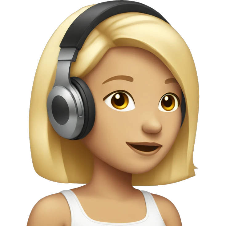 Girl with blonde hair and wireless headphones  emoji