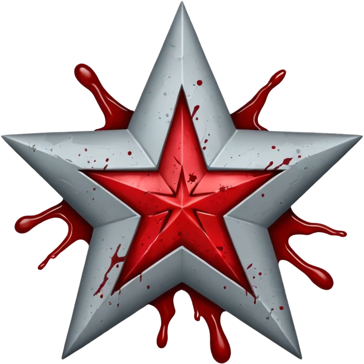 Grey star with red star and blood on inside emoji