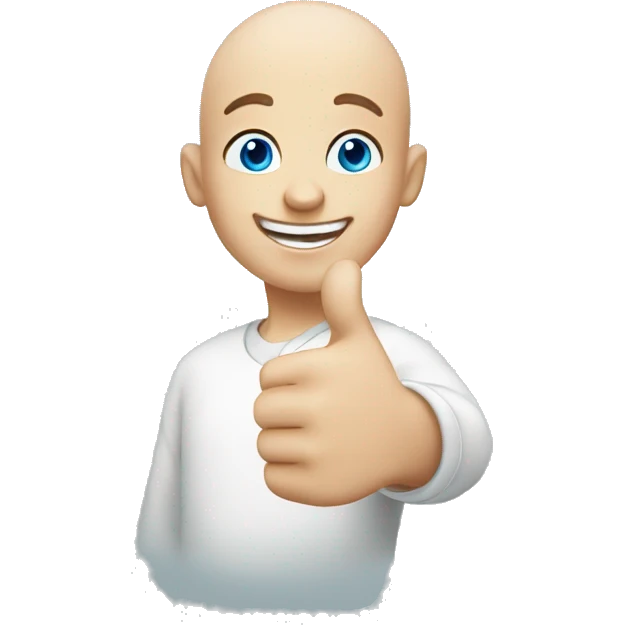 happy bald boy blue-eyed giving thumbs-up emoji