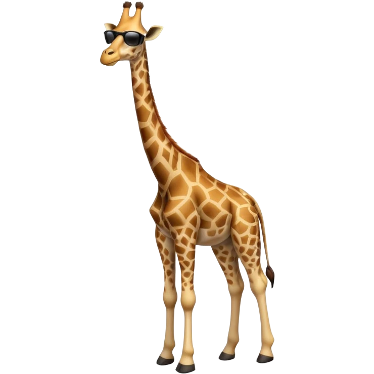 friendly anthropomorphised giraffe in casual clothing, wearing dark sunglasses, walking upright in standard pose emoji