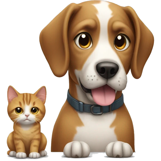 Dog with a little cat emoji