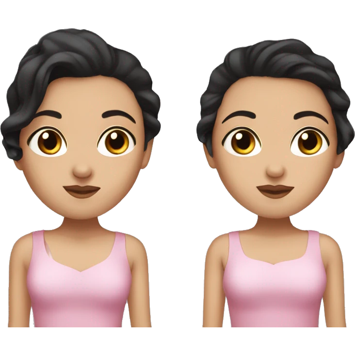 white girl with dark hair, black eyes and pink dress emoji