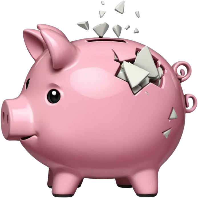 a piggy bank broken in half emoji