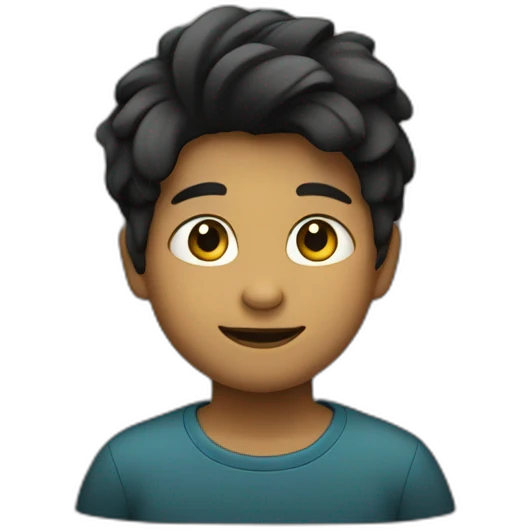 Un niño con pelo largo de color negro llorando  emoji