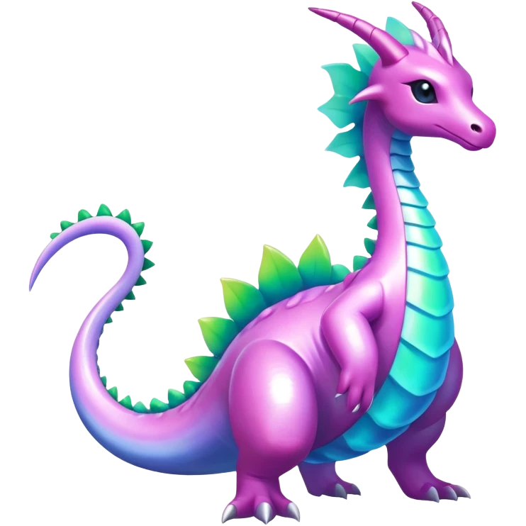 Exotic Rare Shiny Epic Ethereal Meganium-Amaura-Dragonair-hybrid, full body emoji