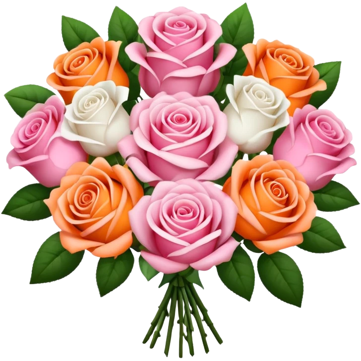 pink flower bouquet roses orange pink white emoji