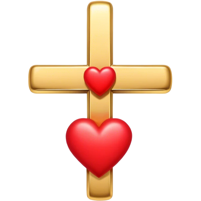 Two red  hearts around  a simple gold cross  emoji