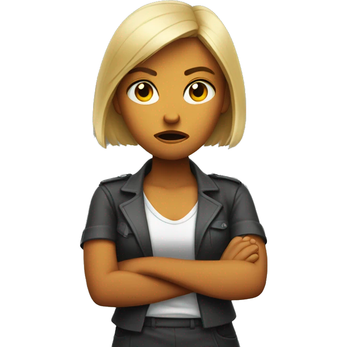 Angry female crossing her arms emoji
