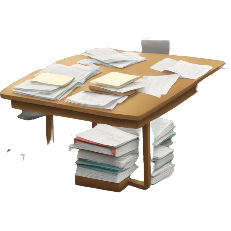desk with research papers emoji