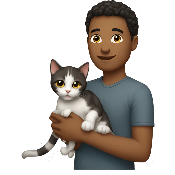 My friend holding a cat emoji