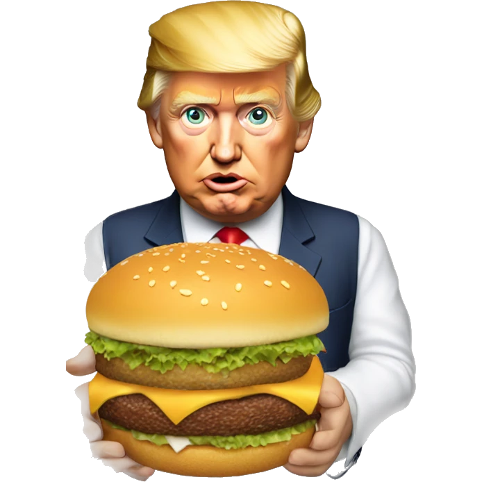 Donald Trump eating a hamburger emoji