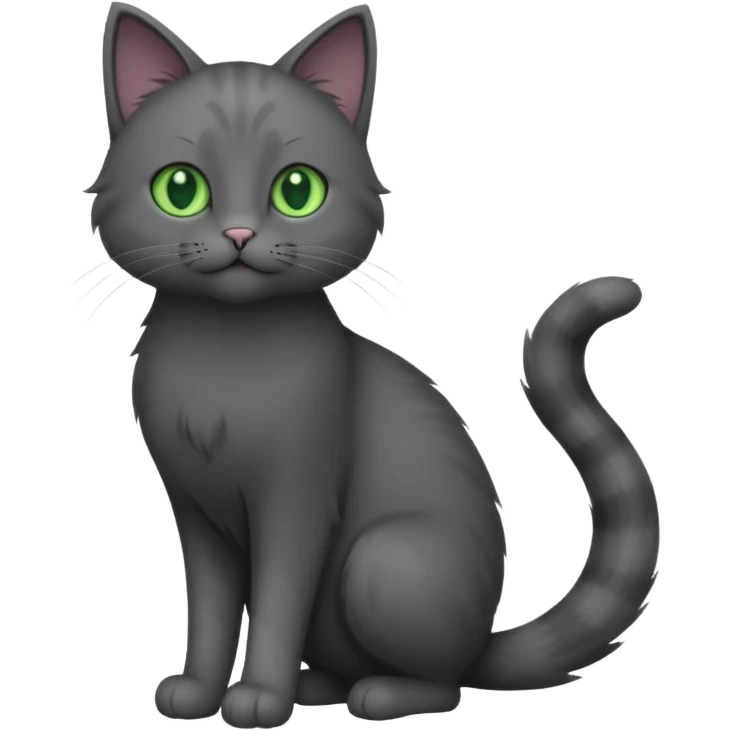 full body solid dark grey cat with green eyes and white paws emoji