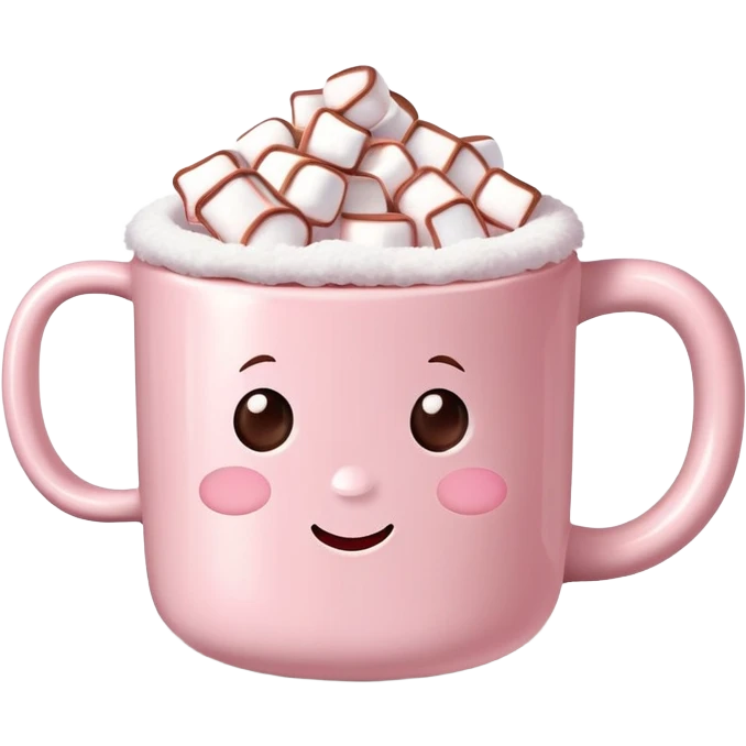 Light Pink mug of hot chocolate with marshmallows  emoji