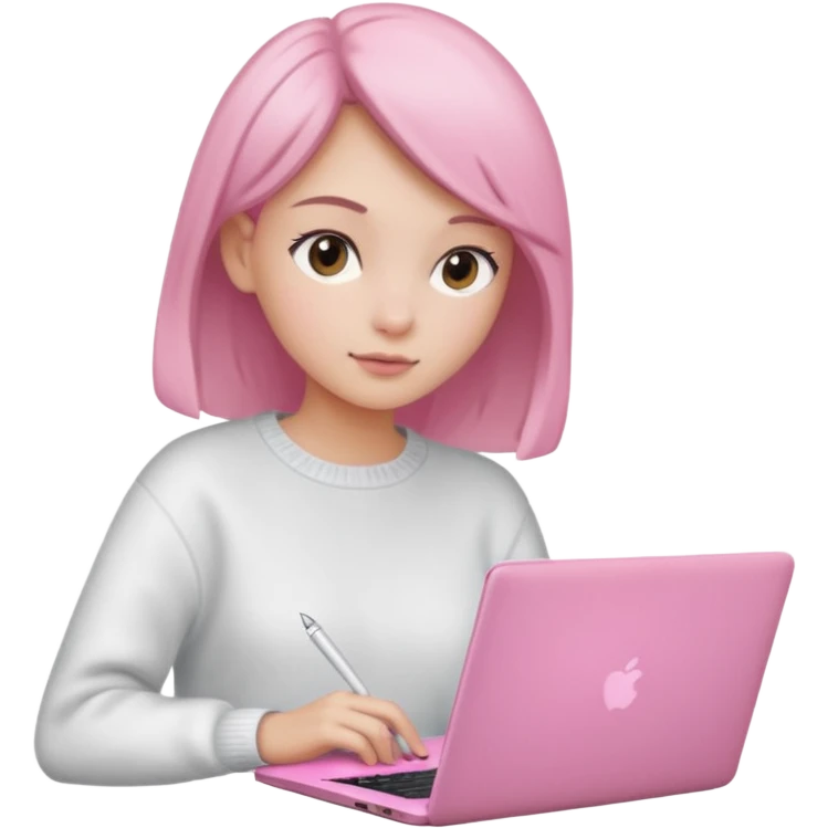  Girly stuff pink soft laptop assigment and clean girl vibes emoji
