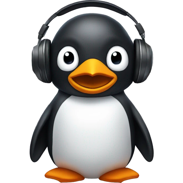 penguin in gamer headphones emoji