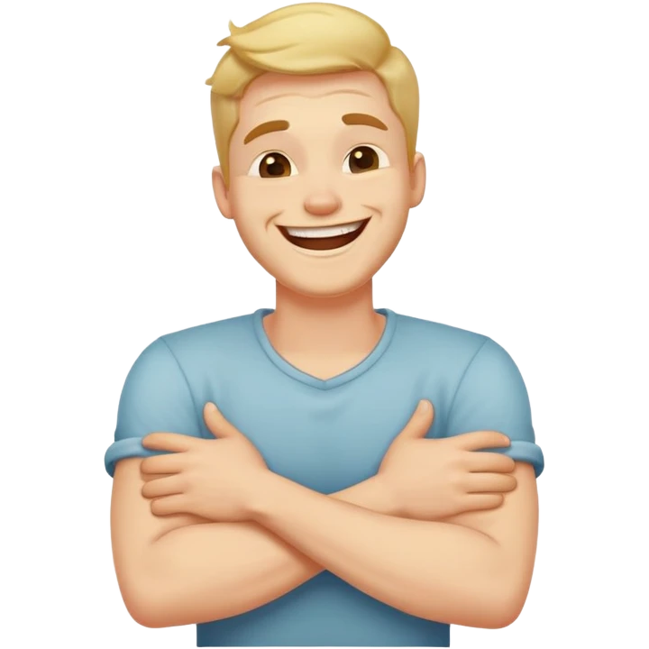 arms crossed holding neck laughing guy emoji