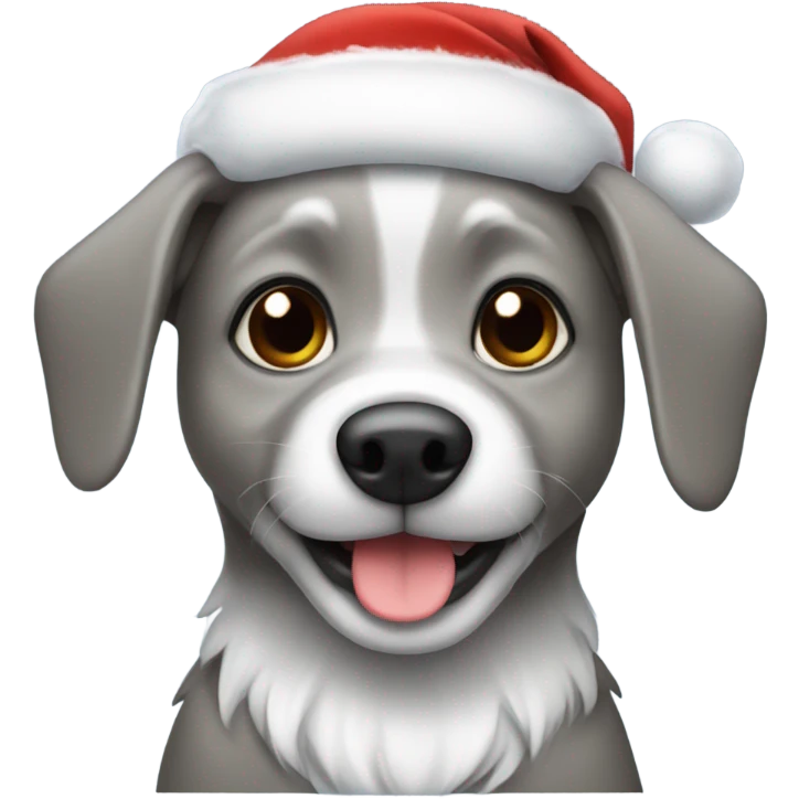 cute small grey dog wearing santa hat emoji