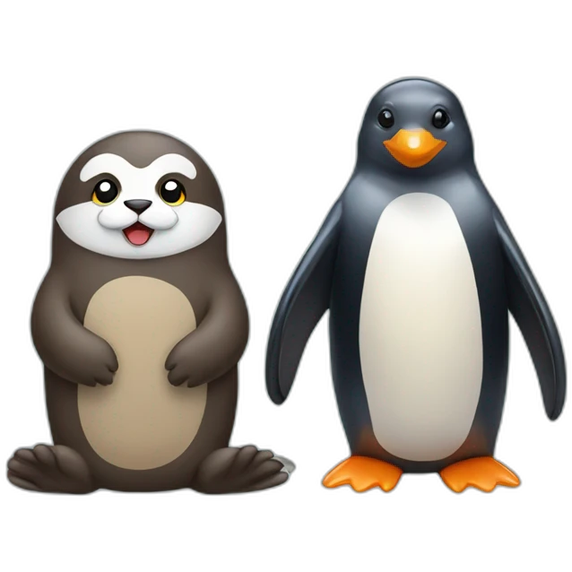 Otter and penguin emoji