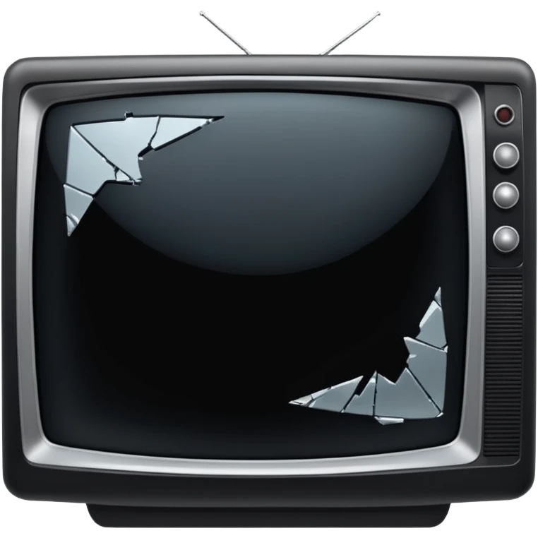 iOS style emoji of a broken TV, old-fashioned TV with broken screen, minimalistic, clear damage emoji
