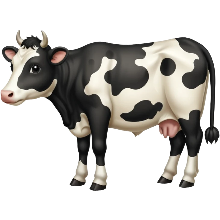 realistic white and black spotted cow tail slight curl at the end emoji