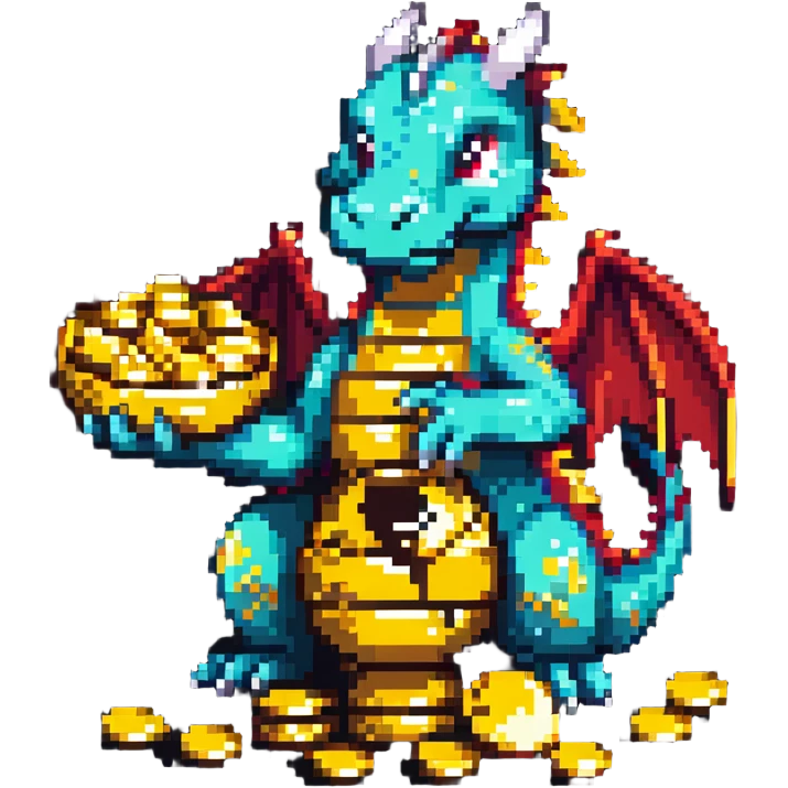 Dragon holding out a pile of gold coins emoji