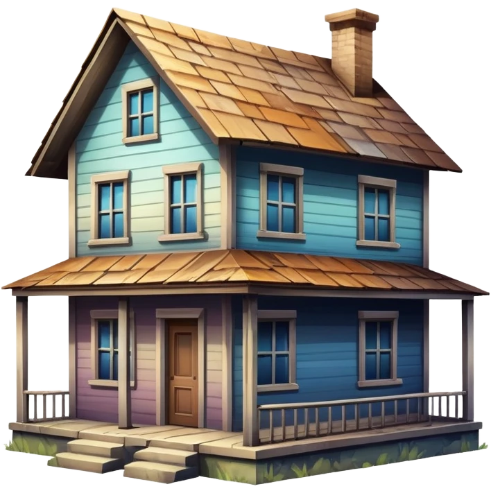 a house transforming into a derelict house, gradient effect emoji