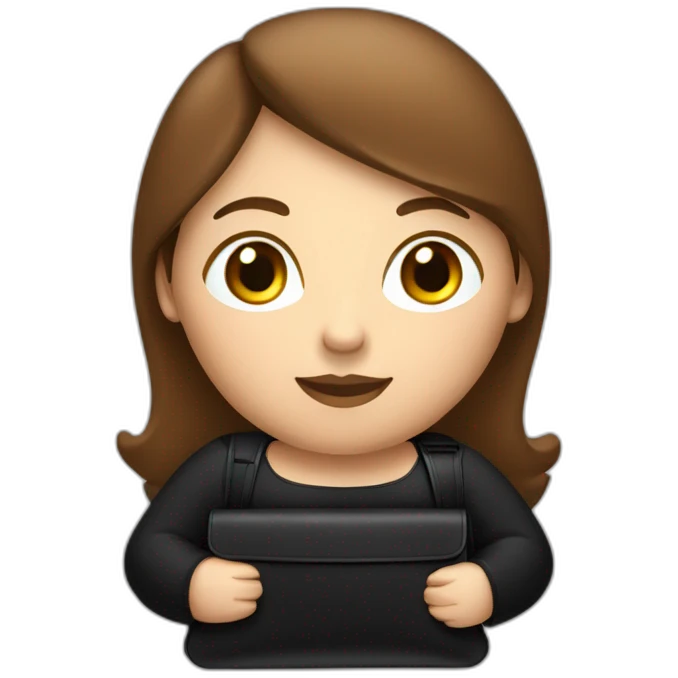 Fat brown haired woman with small black bag (make her figure round) emoji
