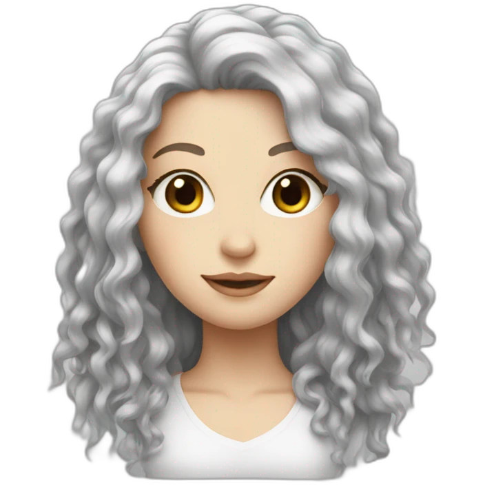 White girl with frizzy long black hair emoji
