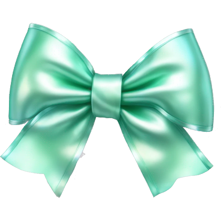 Realistic isolated silver and mint green holographic bow. emoji