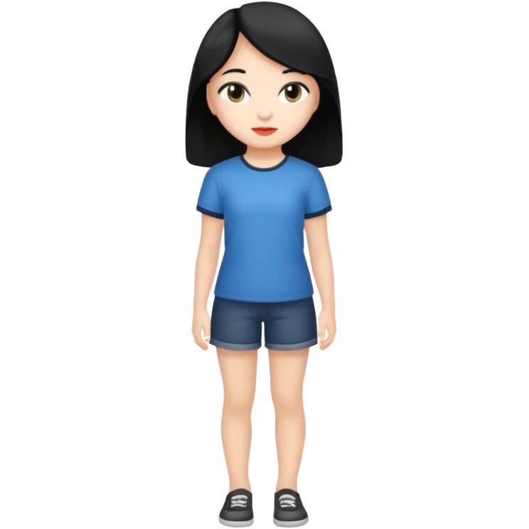 fille  en entier cheveux mi long noir et lisse  emoji