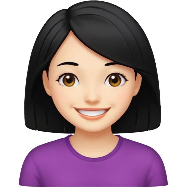 Create a sticker of a girl with straight hair and a face of satisfaction emoji