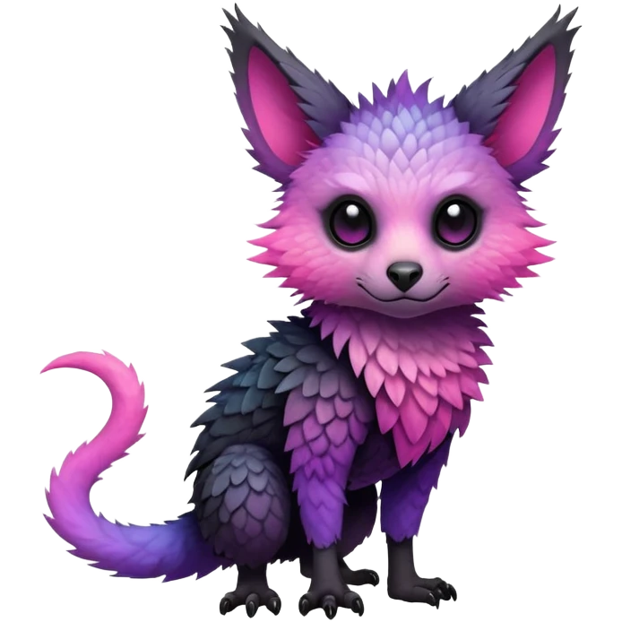 Cool Edgy Black-pink-purple-gradient badass Trico-animal-creature full bodyd emoji