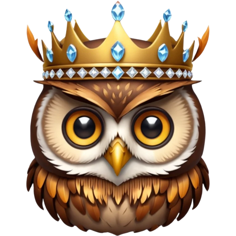 Owl with crystal crown — wise, glowing eyes emoji