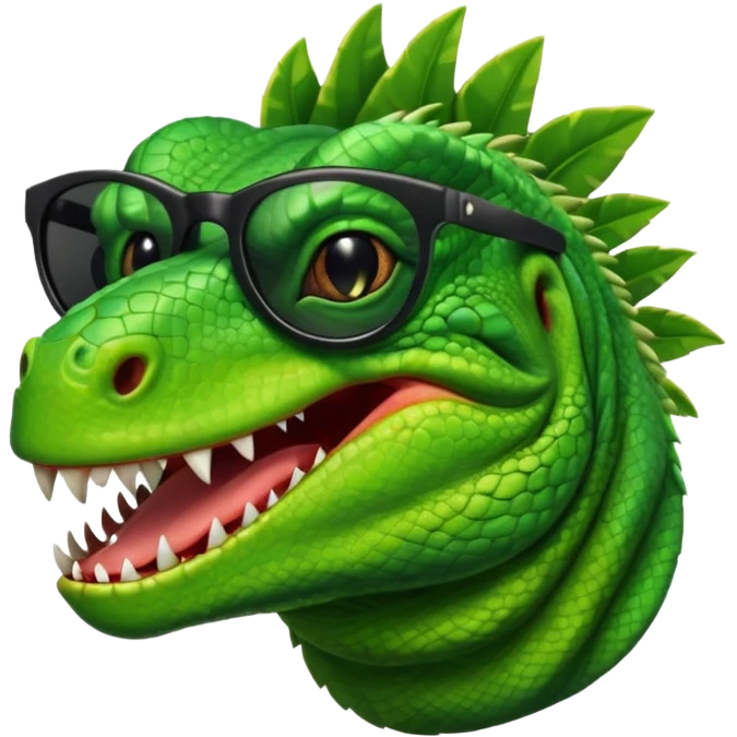 capitalist iguana head with black sunglasses smiling venomously emoji