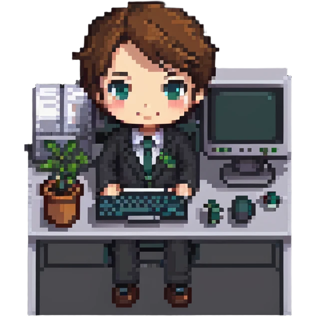 chibi office IT worker with computer emoji