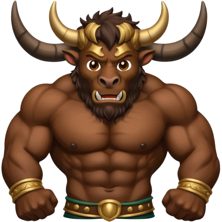 An emoji of a Cretan Minotaur. It has the body of a man and the head of a bull. emoji