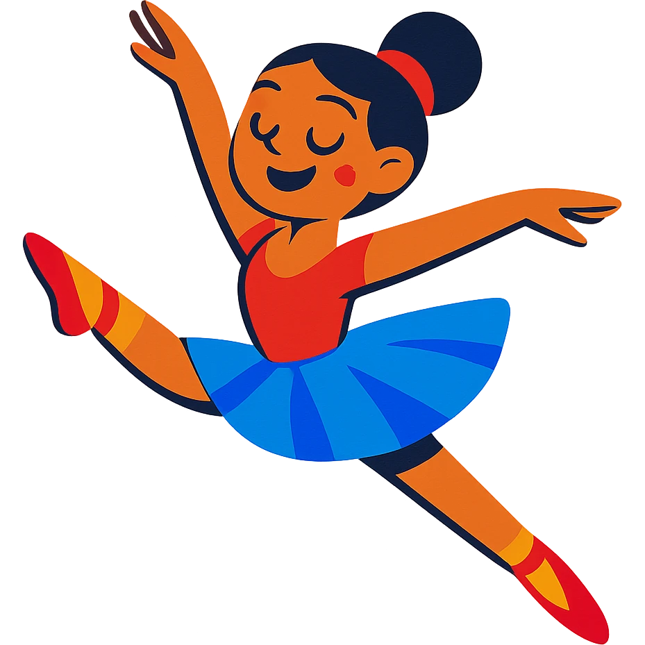 vibrant toon style ballerina girl with bold colors and energetic pose emoji
