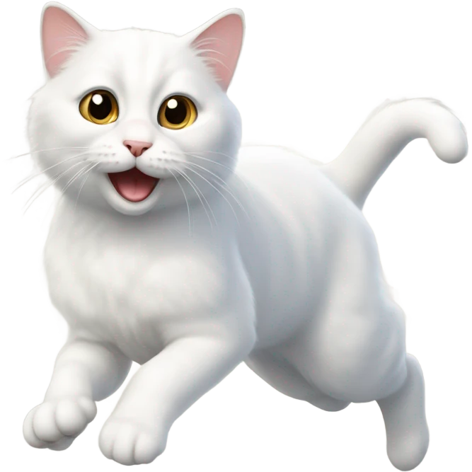 Realistic white cat jumping emoji