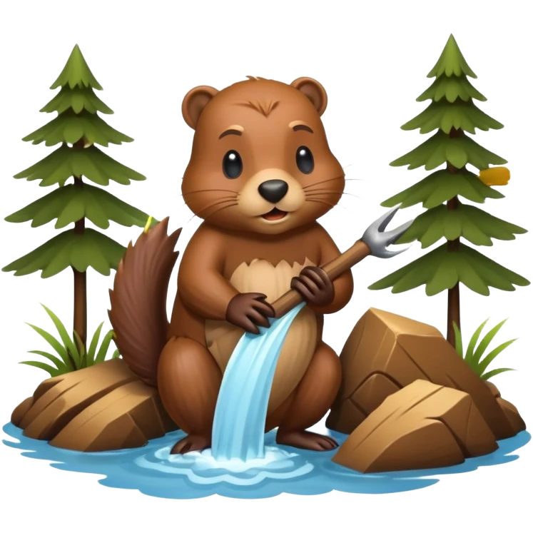 Cute beaver building a dam emoji