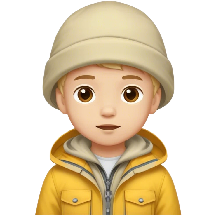 little boy in summer mountain clothes emoji