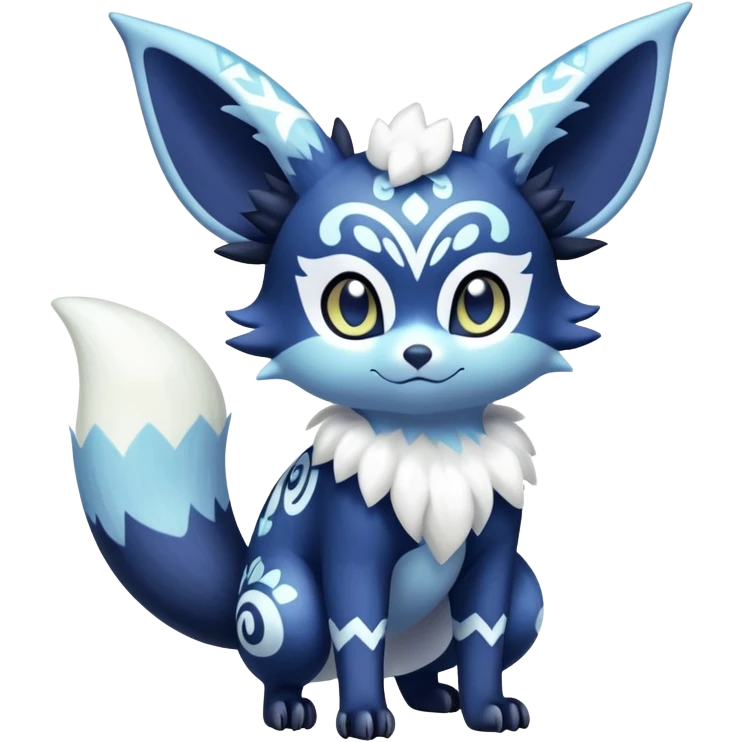 Shiny snowy pastel Noibat-Meowstic-Umbreon-Fakémon-hybrid-creature (full body)  emoji