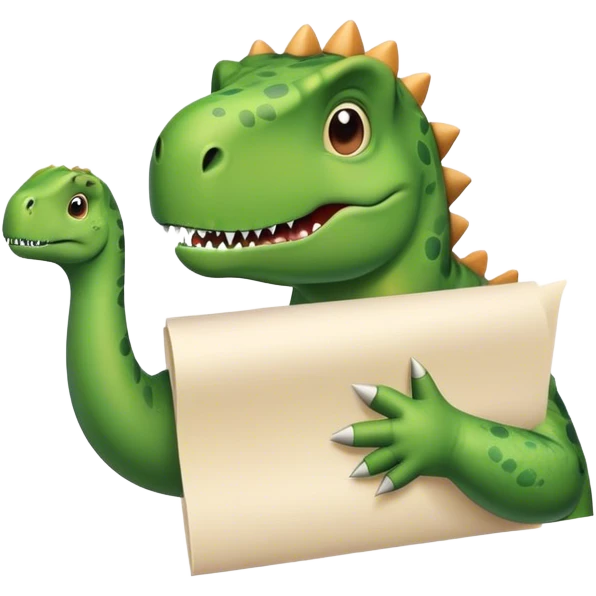 dinosaur hand holding papers emoji