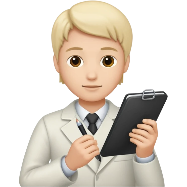create a realistic emoji of a person with a protocol in his hand writing something down emoji