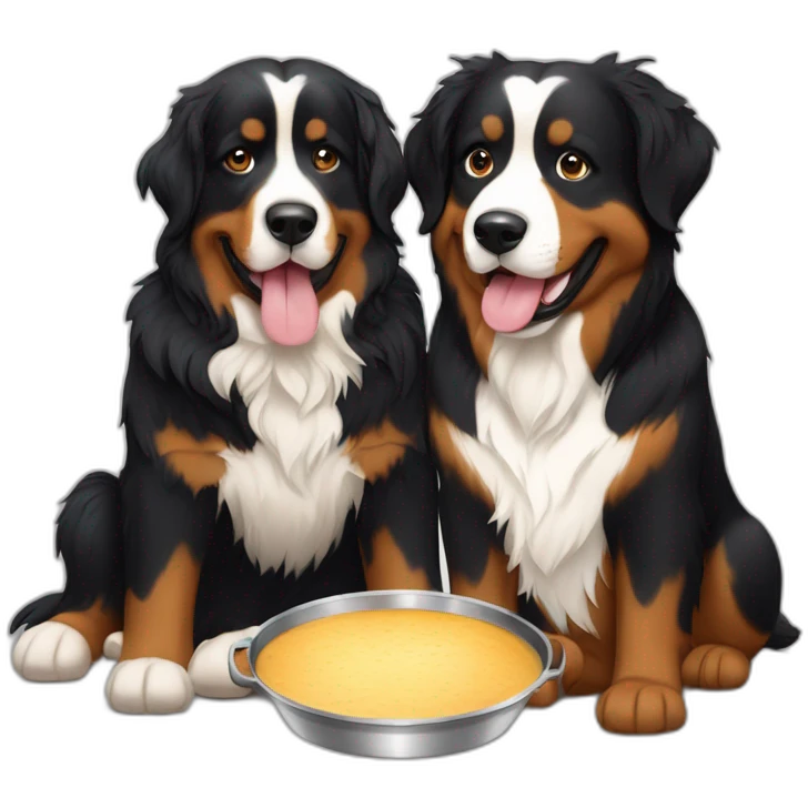 swiss fondue and bernese mountain dog emoji