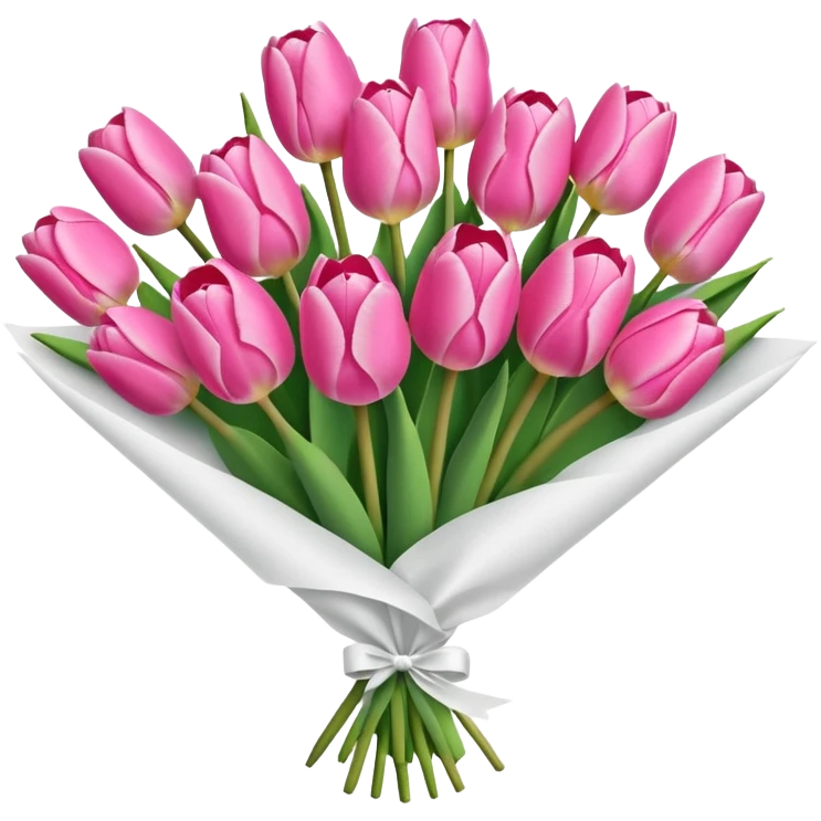 Bouquet of pink tulip wrapped in white paper emoji