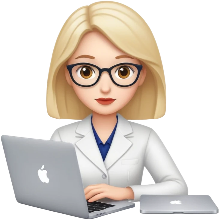 Девушка репетитор английского и французского языка с макбуком  emoji