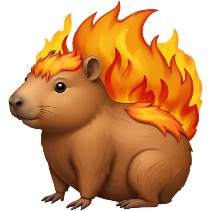 A capybara with a fire  emoji