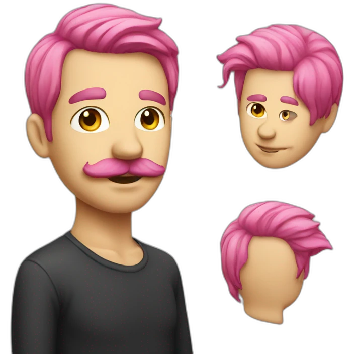 an man with pink hair and a big moustache emoji